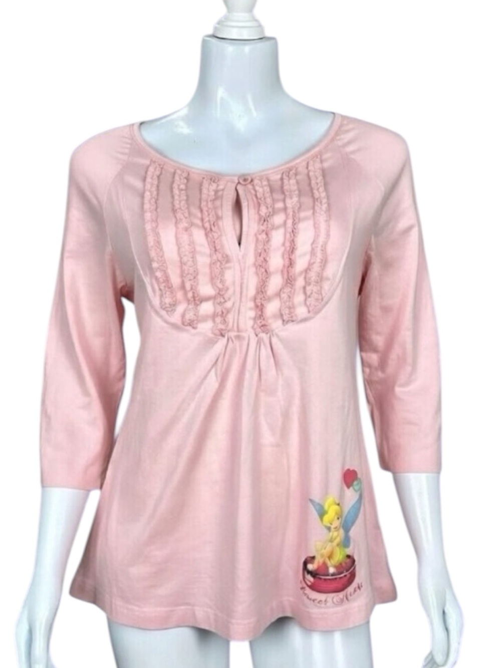 2004 Disney Baby Pink Quarter Sleeve Tinkerbell Babydoll Top